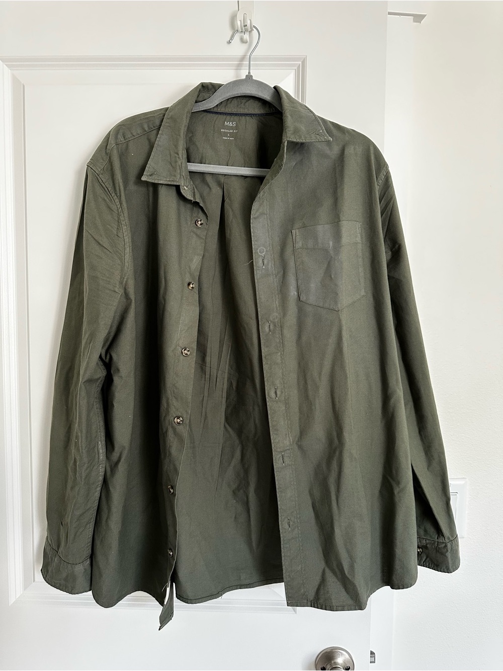 Marks & Spencer Olive Green Casual Button-Down Shirt